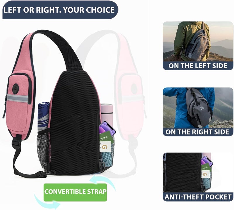 VPBAGE Store Structured Sling Backpack with Oversized Strap Pocket (Fits Power Bank) - Heavy Duty Water Resistant Crossbody Bag for Tech & Travel - Thick Padded Bottom Anti-Theft Daypack (Fits Tablet/Console) - Image 5